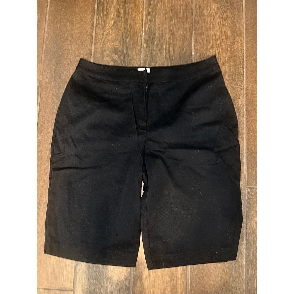 Chico's Bermuda Shorts Size 2 Black Stretch Cotton Blend Casual Professional